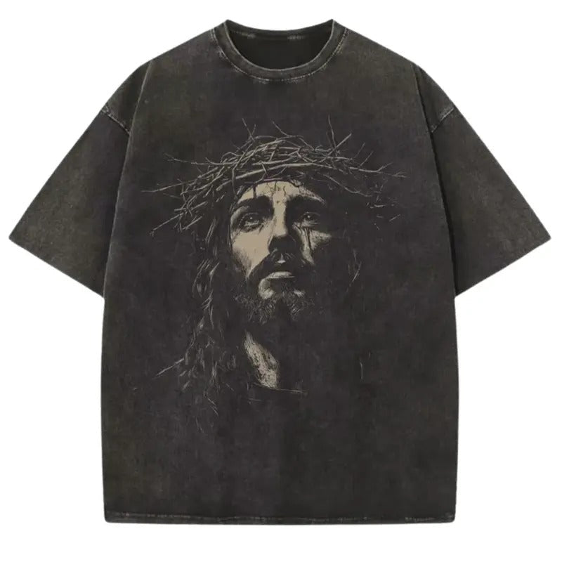 Jesus Shirt Christian Streetwear Religious Him Her Faith Washed Jesus Christ Church Womenswear T-Shirts