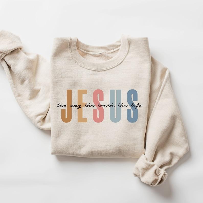 Jesus Way Truth Life Religious Faith Christian Bible Verse Jesus Lover style{N002}2 T-Shirts
