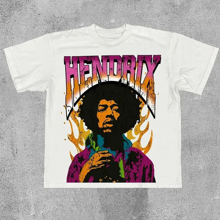 Jimi Hendrix Print Cotton T-Shirts