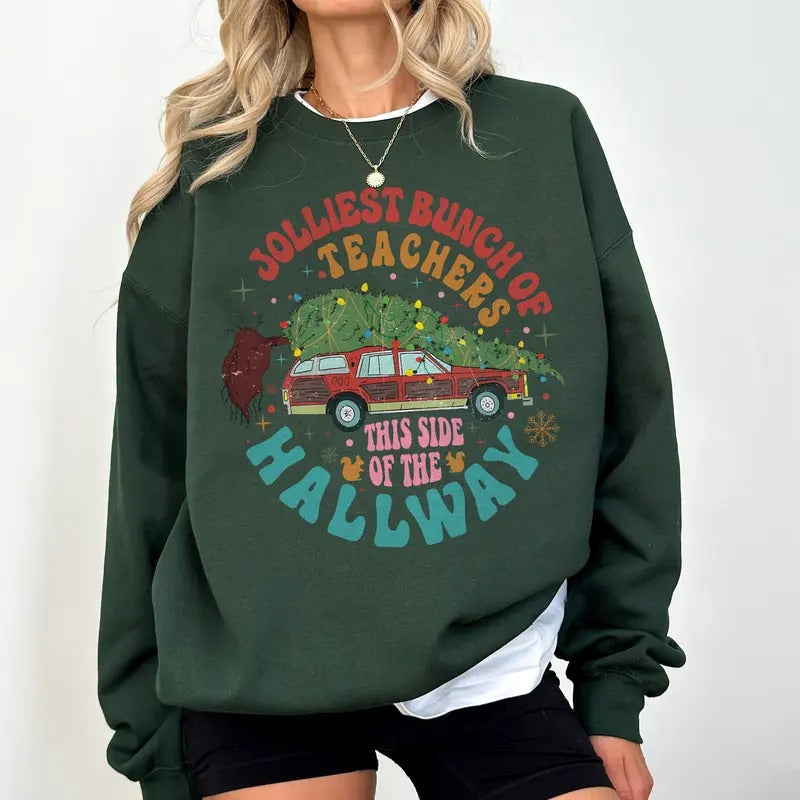 Jolliest Bunch Teachers This Side Hallway Purple Van Shirt Groovy Teacher Shirt Teacher T-Shirts