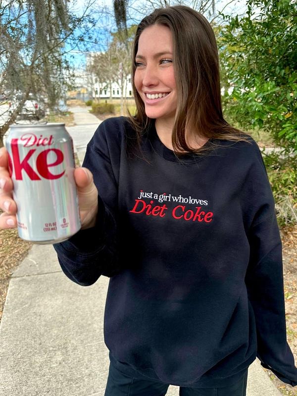 'Just Girl Who Loves Diet Coke' Embroidery Diet Coke T-Shirts