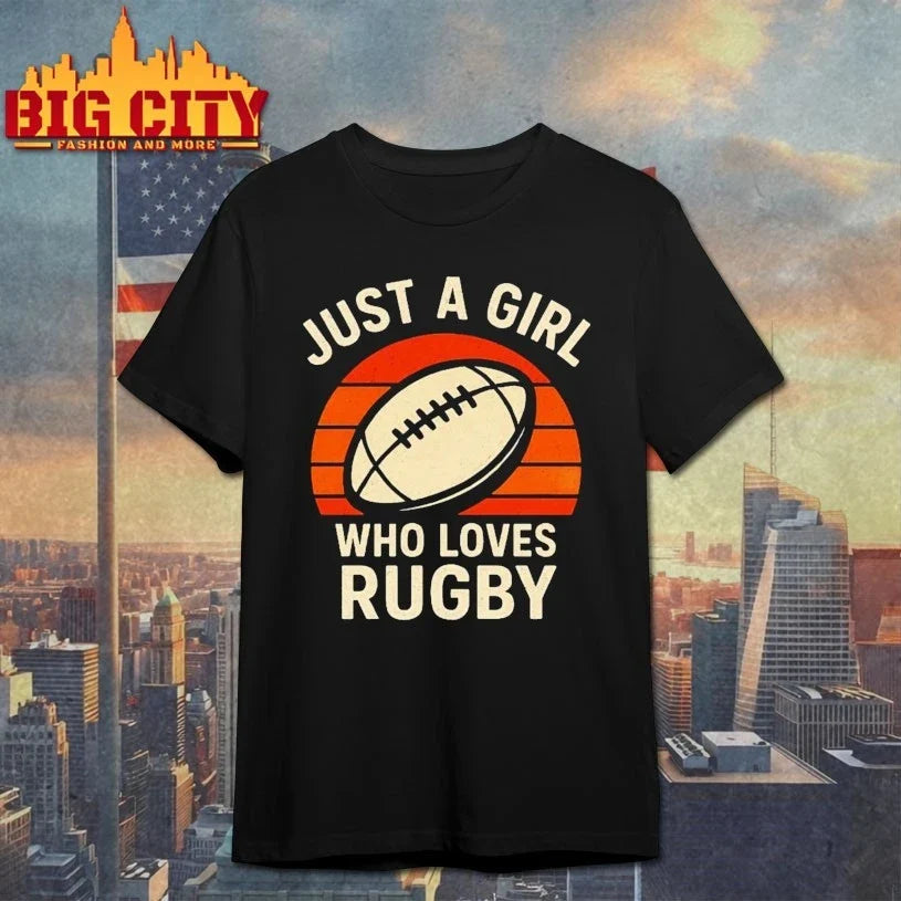 Just A Girl Who Loves Rugby Vintage Sunset t-shirt