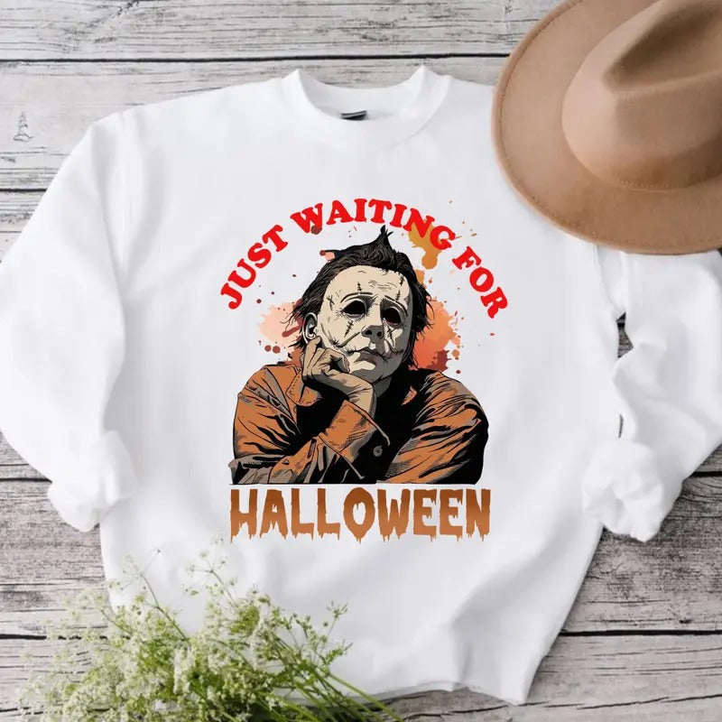 Just Waiting Halloween Retro Horror Halloween T-Shirts