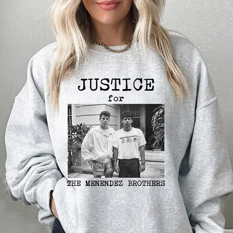 Justice Menendez Brothers Free Erik Lyle True Crime Fan Bootleg Rap Shirt Retro Long Sleeve T-Shirts