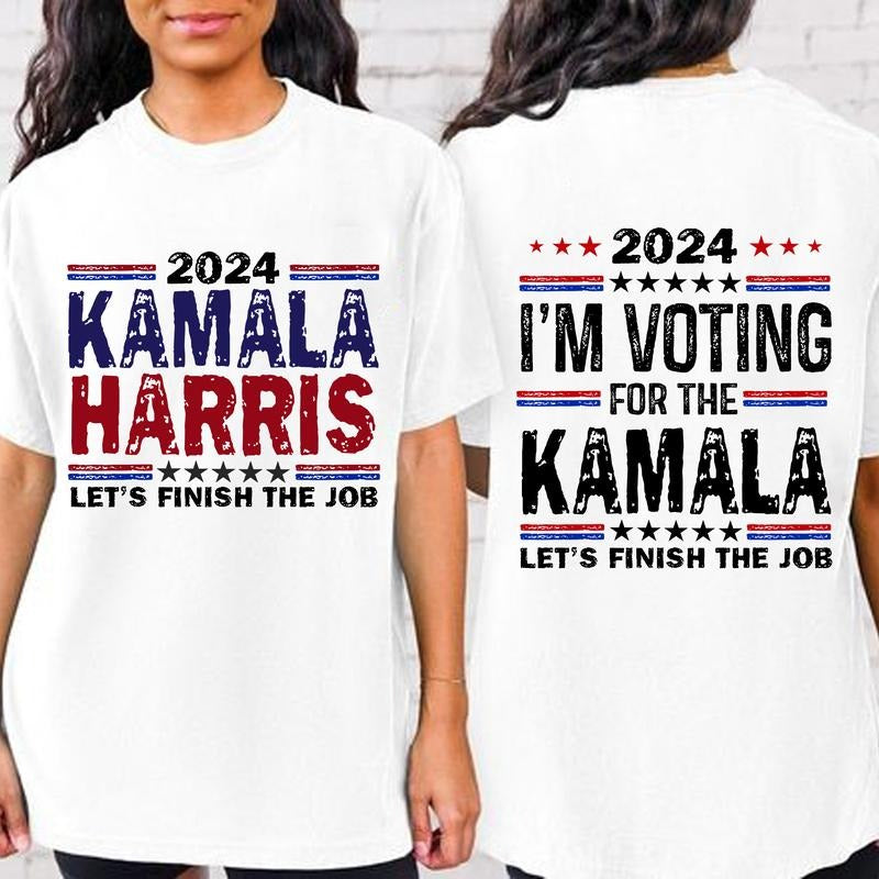 Kamala Harris Let'S Finish Job Shirt Election 2024 Shirt Harris Shirt President Kamala Harris 2024 Shirt Madam President Kamala Harris Shirt Vote Harris Shirt T-Shirts