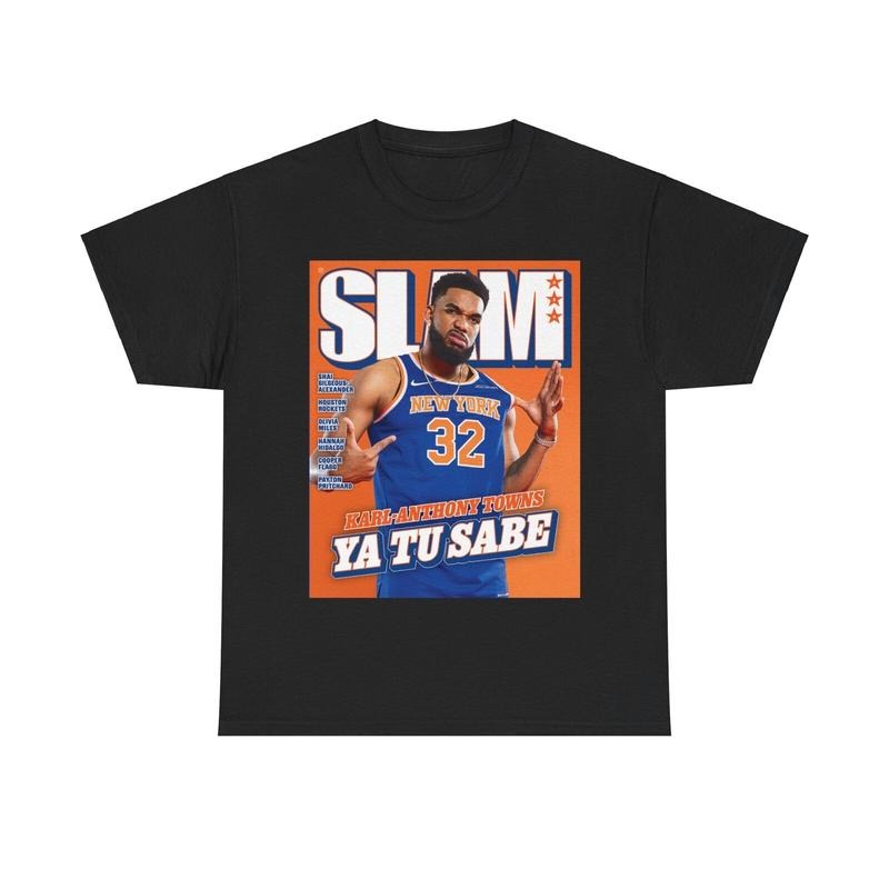 Karl Anthony Towns New York Slam Cover 100% Cotton Fan T-Shirts