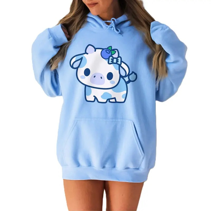 Kawaii Blueberry Cow Tumblr VSCO Option Available Teenage Cute Girl T-Shirts
