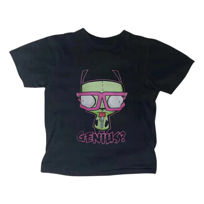 Kawaii Invader Zim Print Baby Gothic Emo Girl Top Y2k Top Streetwear Scene 2000s Fitted T-Shirts