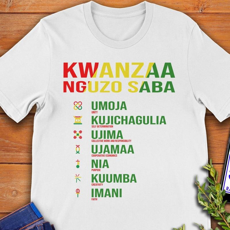 Kwanzaa Nguzo Saba Seven Principles Symbols Kwanzaa Shirt African American Shirt Kwanzaa Celebration African American T-Shirts