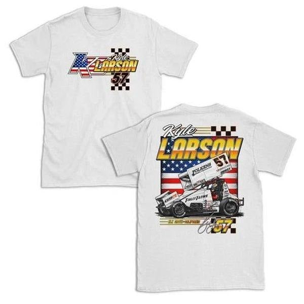Kyle Larson 57 Sprint Car Shirt Racing Fan American Flag Shirt T-Shirts