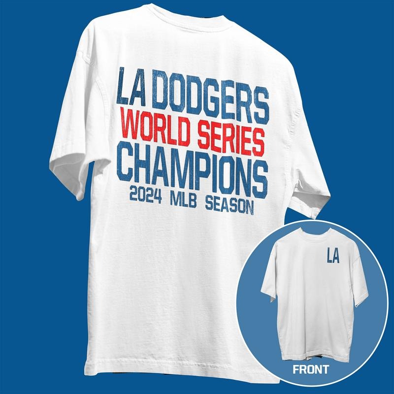 LA Baseball Champions Dodger 2024 Double Sided 100% Cotton Max Heavy Weight Blanks Menswear T-Shirts