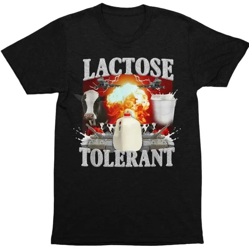 Lactise Tolerant Menswear Top Underwear Streetwear Tropical Slogan Crew Necks T-Shirts