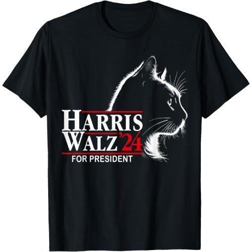 Cat Harris Walz 24 President Election Harris Walz Made Usa T-Shirts