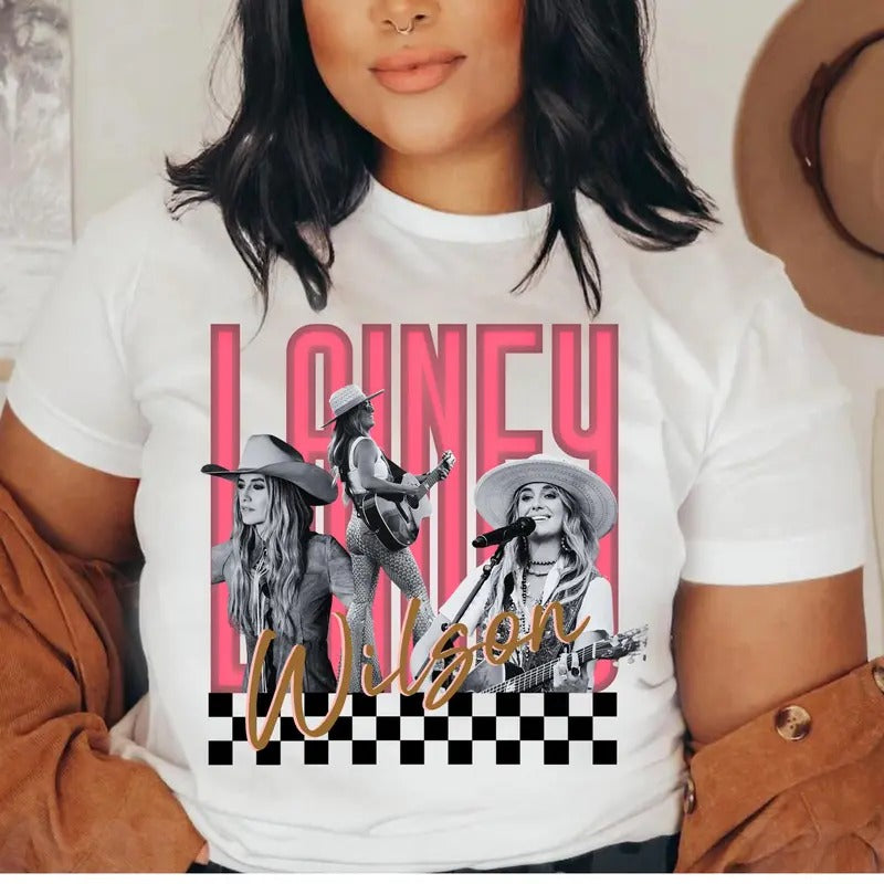 Lainey Willson Country Western Checkered Neon Retro Country Lainey T-Shirts