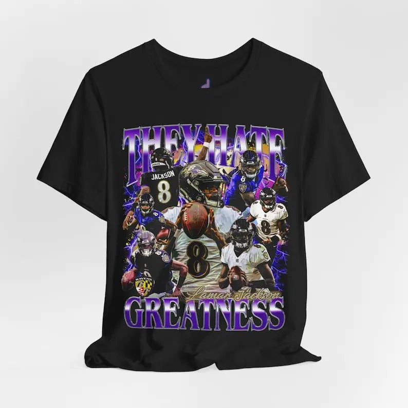 Lamar Jackson Football Streetwear Cotton Short Sleeve Shirt Game Day Perfect Football Fans T-Shirts
