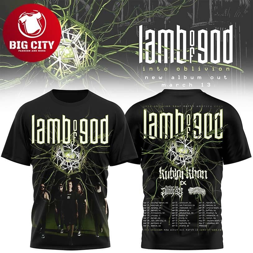 Lamb Of God Into Oblivion 2026 Tour Concert Tour Dates Two Sided Shirt