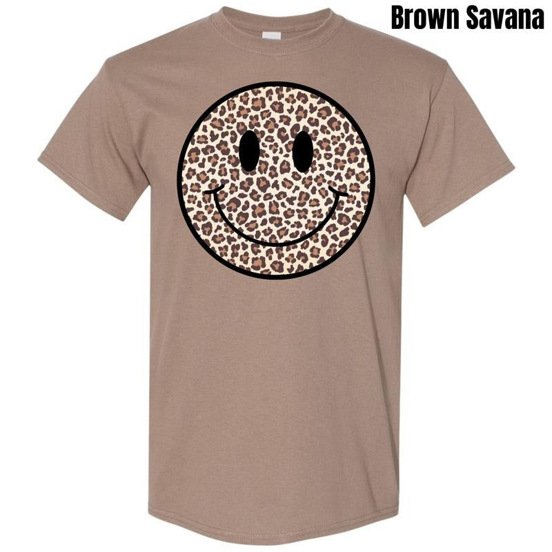 Leopard Happy Face Gildan Short Sleeve 'NLB' T-Shirts