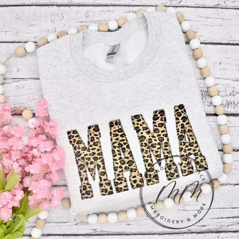 Leopard Mama Sweathshirt CHOOSE ANY NAME Comfort Fit T-Shirts