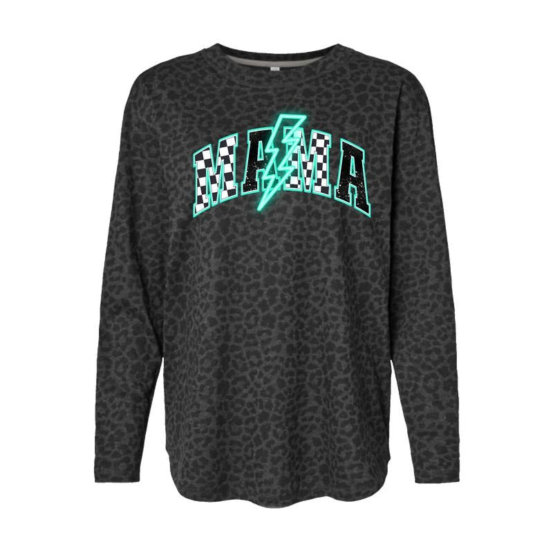 Leopard Print Long Sleeve Relaxed Fit Neon Mama Shirt T-Shirts