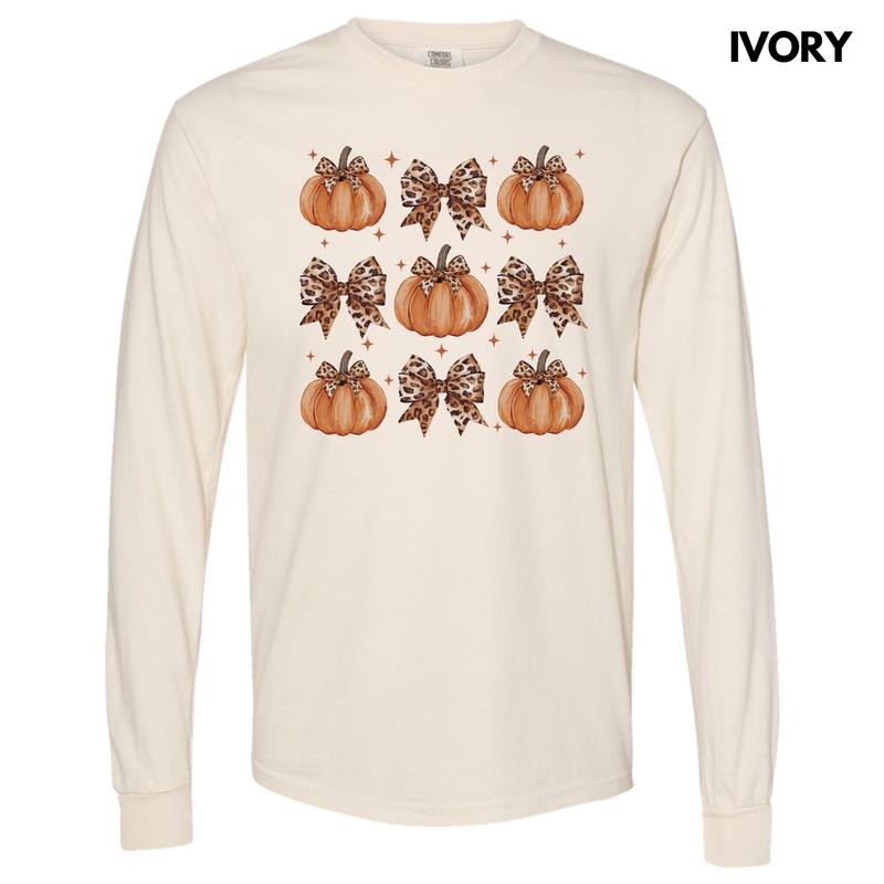 Leopard Pumpkin Coquette Collage Long Sleeve Comfort Colors 'NLB' T-Shirts