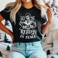 Let Me Read Peace Skeleton Reading Shirt Skeleton Book Book Lover Halloween Funny Bookworms Shirts Bookish Halloween T-Shirts