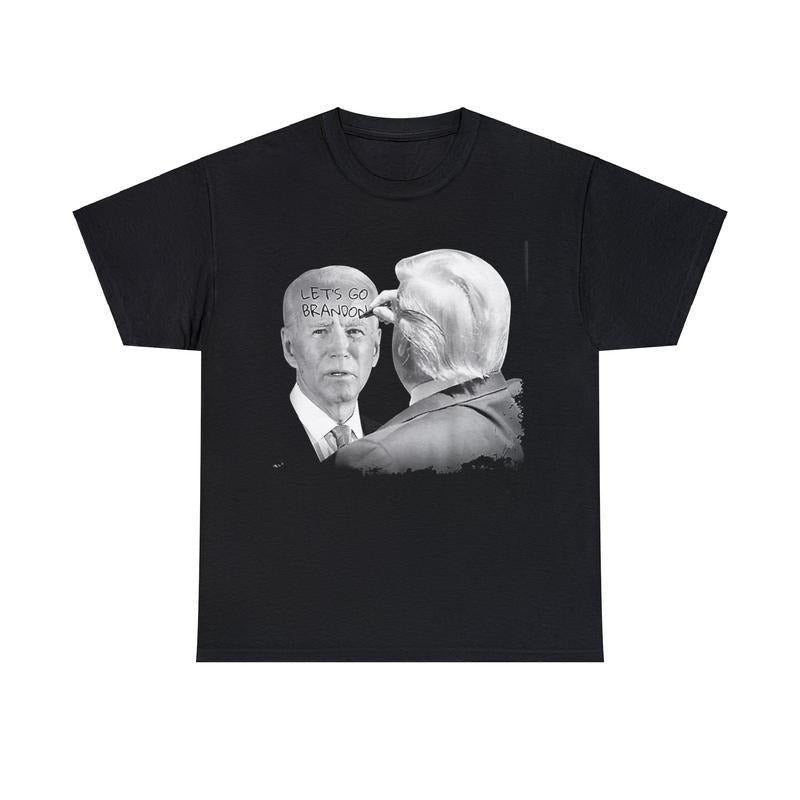 Let'S Go Brandon Trump Writes Biden'S Forehead Casual Cotton Fabric Menswear Short Sleeve T-Shirts