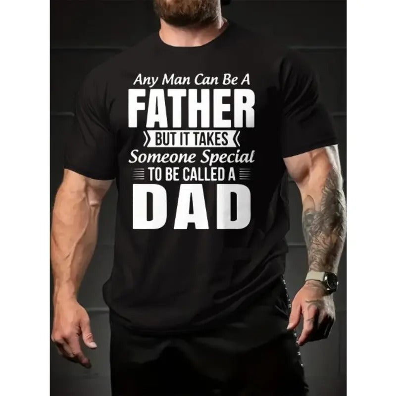 Letter FATHER DAD Print Summer Short Sleeve Sports Crew Neck Ultra Comfy Breathable Outdoor Activities Everyday Made USA T-Shirts