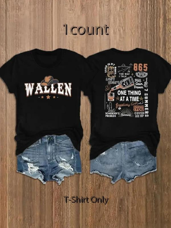 Plain Letter Print Round Neck Casual Short Sleeve Daily Summer T-Shirts