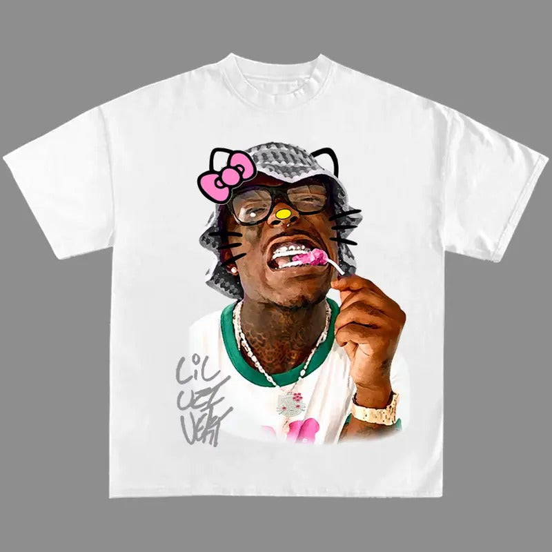 Lil Uziii Grey Kitty Rap Shirt Cute Y2k Shirt Top Womenswear T-Shirts