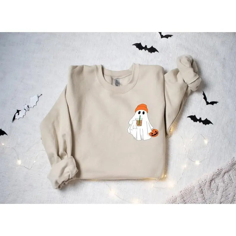 Little Ghost Ice Coffee Shirt Ghost Halloween Cute Ghost Shirt Little Ghost Ice Coffee T-Shirts