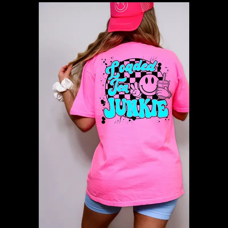 Loaded Tea Junkie Teal Casual Comfort T-Shirts