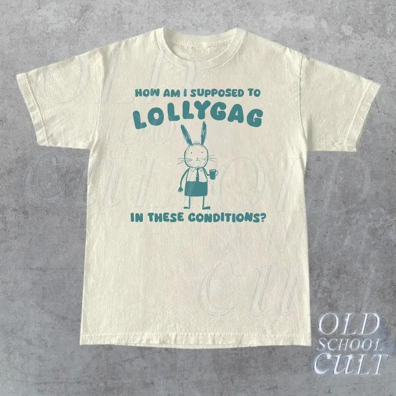 Lollygag Funny Retro Vintage Rabbit Nostalgia Relaxed Cotton Rabbit Loversstyle{N002}2 T-Shirts