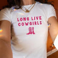 Long Live Cowgirls Baby Country I Love Cowboys Shirt Collar Cotton T-Shirts