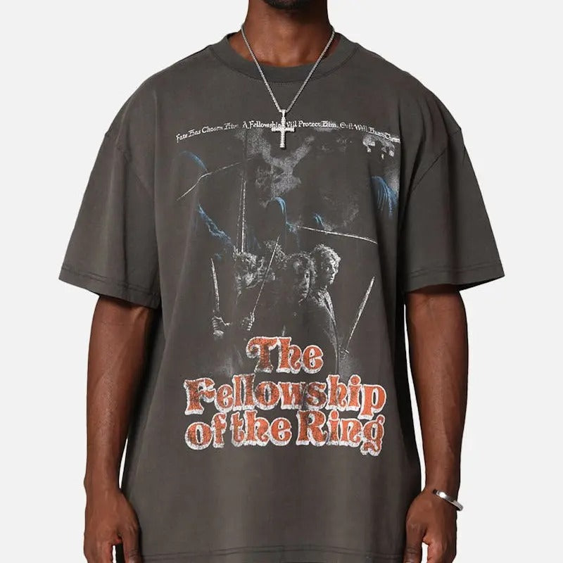 Lord Rings Fellowship Vintage Movie Shirt Menswear Streetwear Movie Fans Casual X Mas Present Cotton Top T-Shirts