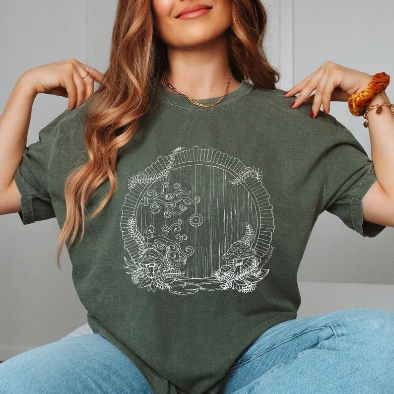 Lord Rings Shirt LOTR Shire Shirt LOTR Bookish Shirt Round Door Fairy Door Frodo Baggins Tolkien Shirt Fit Womenswear T-Shirts