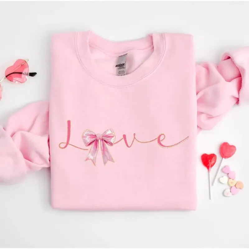 Love Bow Valentine Coquette Love Shirt Shirt Girlfriend Love Bow Cute Girly Shirt T-Shirts