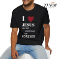 Love Jesus All Day Everyday Forever Pure Cotton Casual Crew Neck Short Sleeve Tops T-Shirts