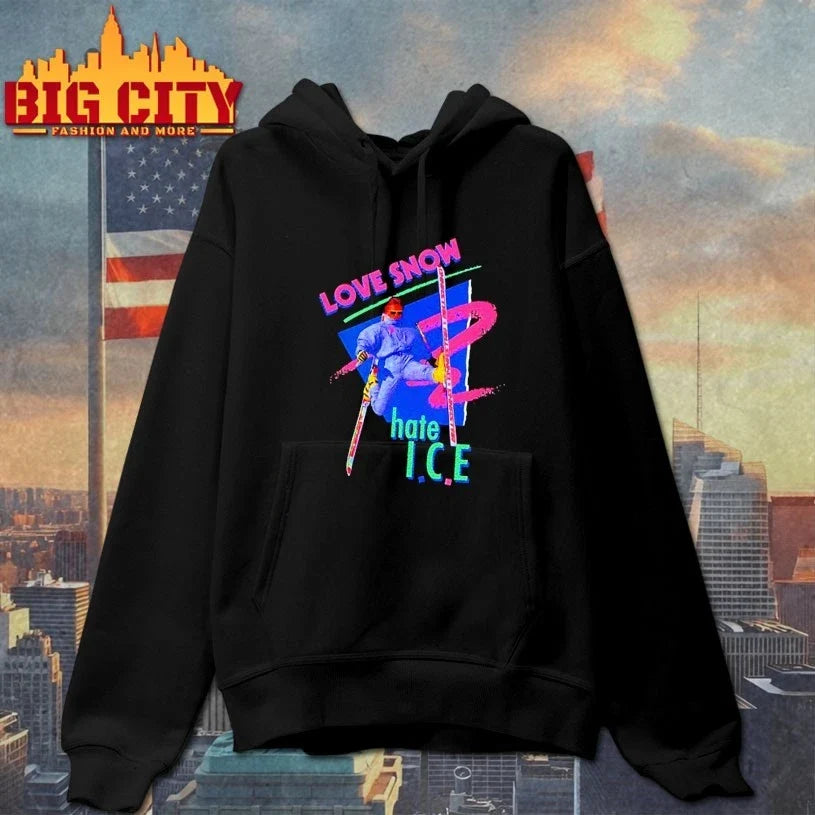 Love Snow Hate I C E Retro 80S Style Neon Skiing t-shirt