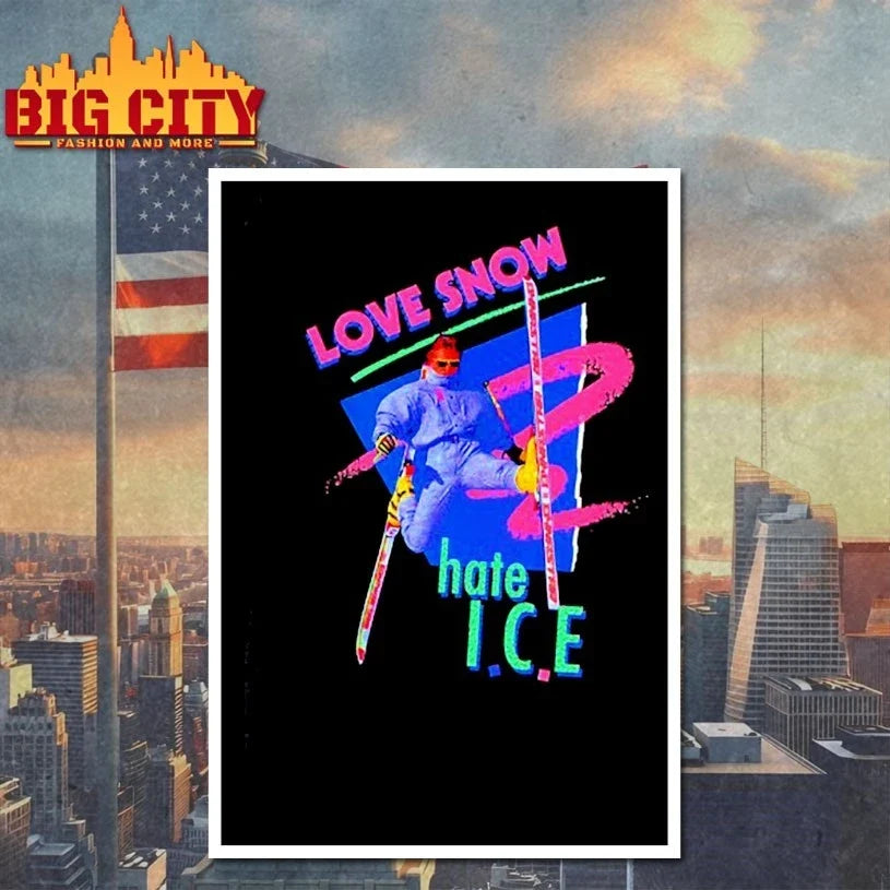 Love Snow Hate I C E Retro 80S Style Neon Skiing t-shirt