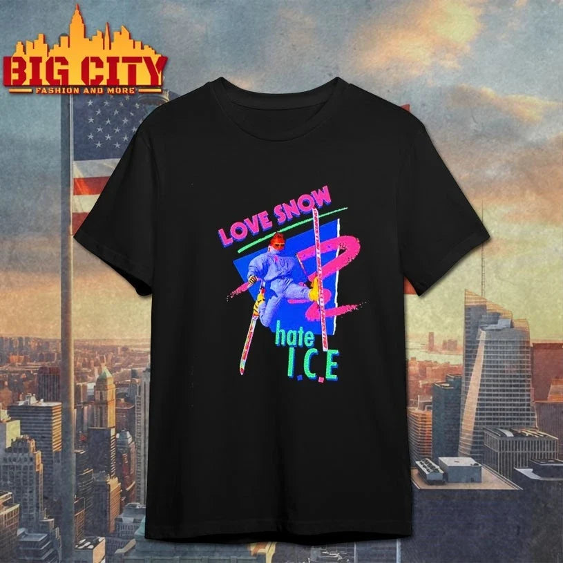 Love Snow Hate I C E Retro 80S Style Neon Skiing t-shirt