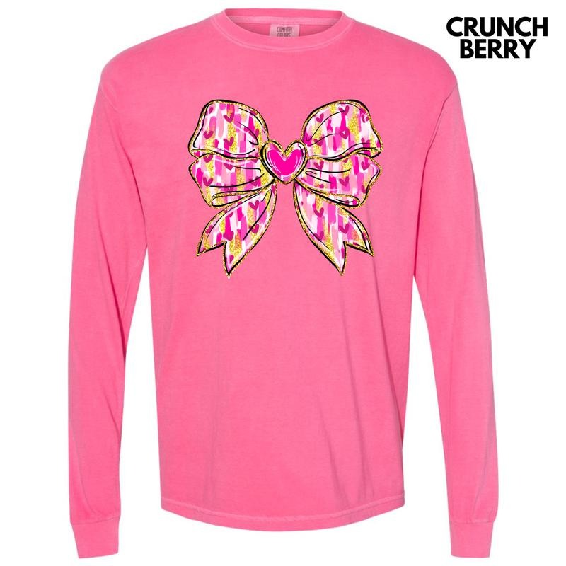 Love You Heart Bow Long Sleeve Comfort Colors T-Shirts