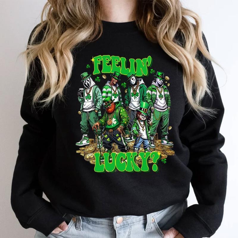 Lucky Shirt St. Patrick Day Horror Crew Shirt Feelin Lucky Horror Shirt Trending Patrick Day Shirt T-Shirts