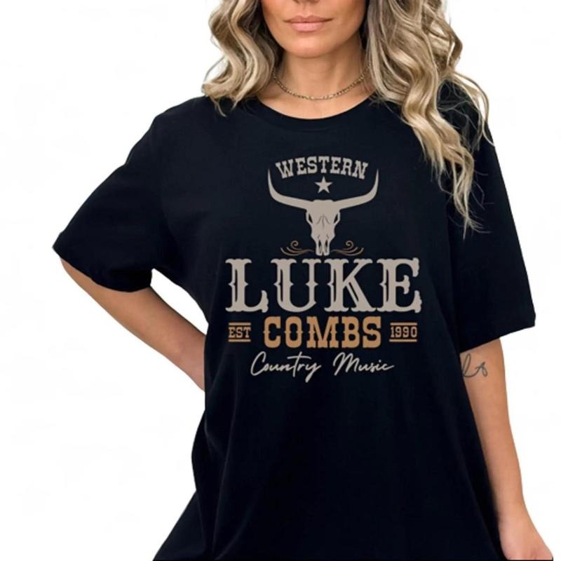 Luke Combs Est 1990 Luke Combs Concert Western Luke Combs Bullhead Tour 2024 Country Music Fan Cowboy Combs DRG Her T-Shirts