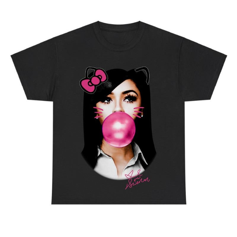 MARIAH SCIENTIST Kitty BUBBLE GUM BLACK T-Shirts