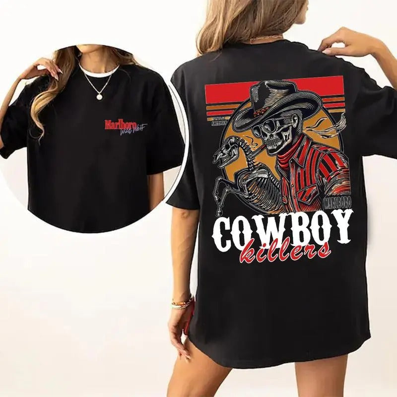 MARLBORO KILLER Vintage American Double Sided Shirtt T-Shirts