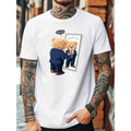 [Machine Washable Stretch Fit ] Casual Cool Bear Print Breathable Cotton Blend Stretch Fit Machine Washable Summer Sport Made USA T-Shirts