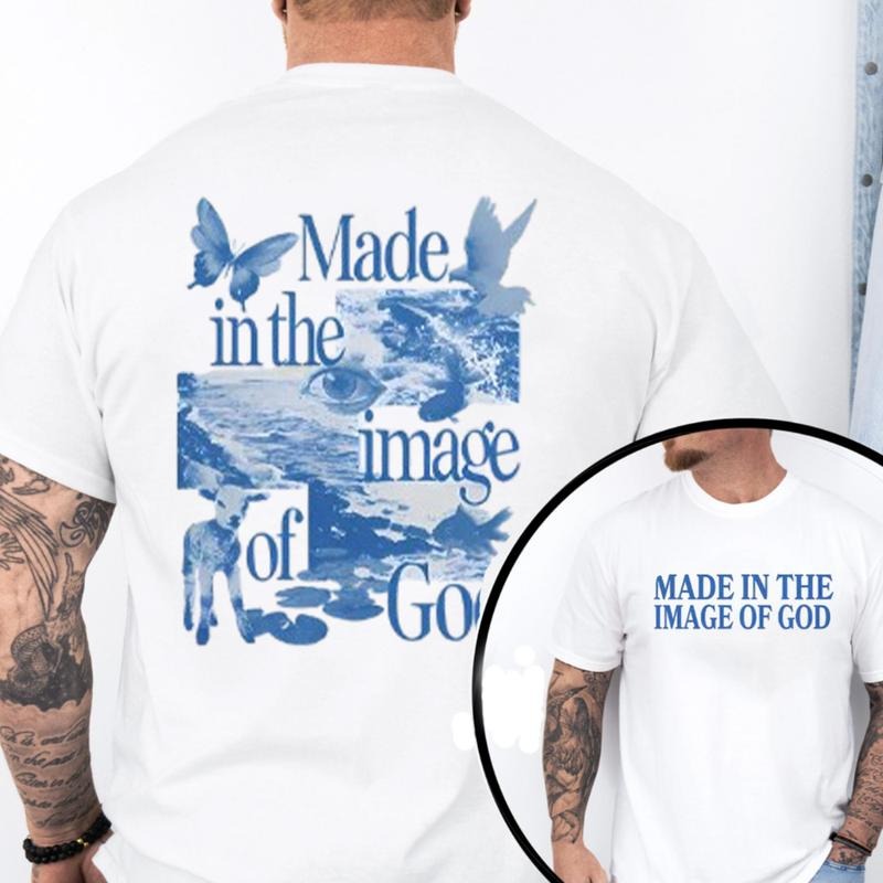 Made Image God Pure Cotton Casual Street Crew Neck Short Sleeve Tops Perfect T-Shirts