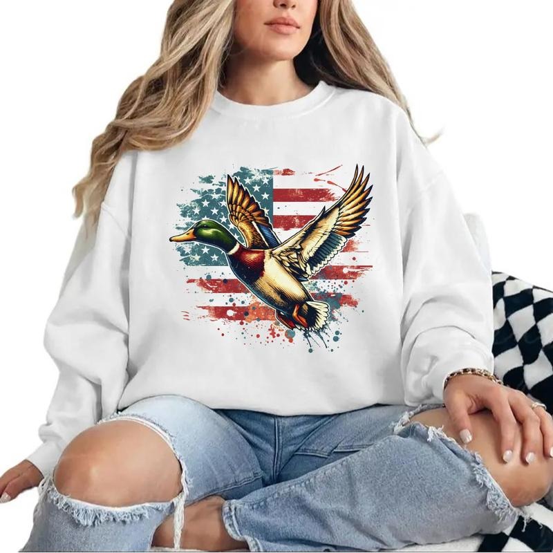 Mallard Duck American Flag Hunting Freedom Patriotic 2025 4th July National Hunting Day T-Shirts