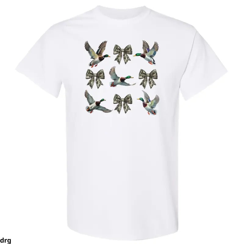 Mallard Duck Camo Bow Lightweight Hunting Themed Outdoor Enthusiasts Comfortable Everyday T-Shirts