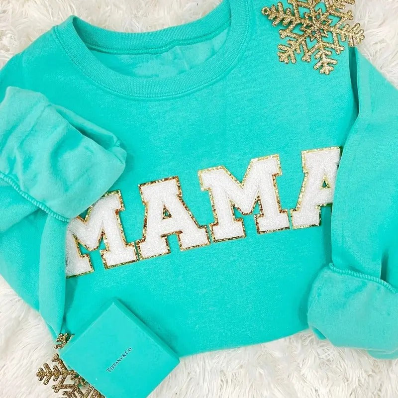 'Mama' Chenille Letter Patch T-Shirts